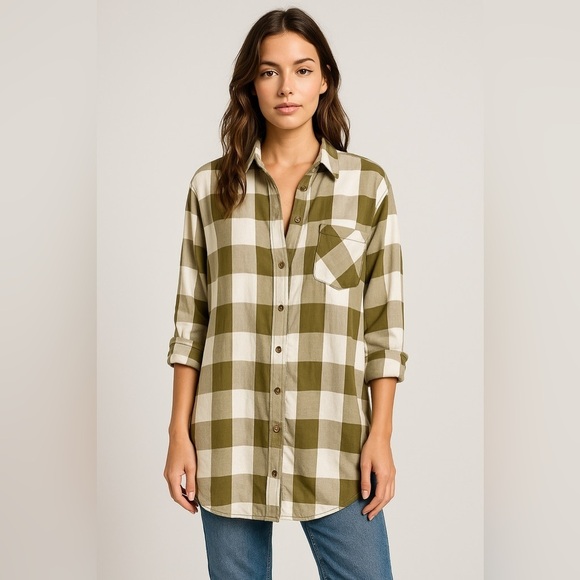Zara Tops - Zara plaid button up shirt top pistachio green spring 2026